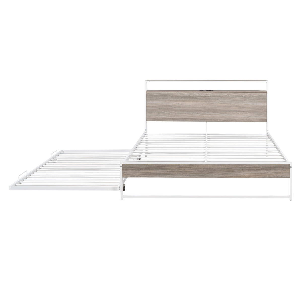 Metal Platform Bed with USB Ports Brown