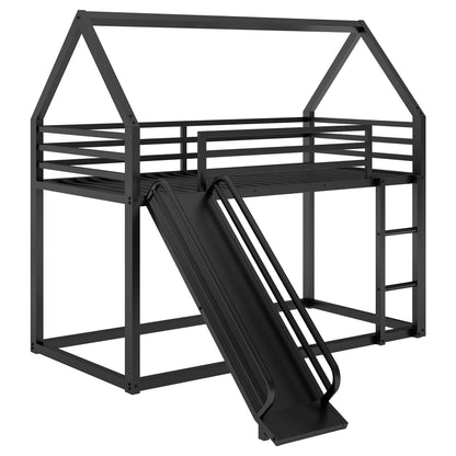 House Twin Bunk Bed with Ladder Black
