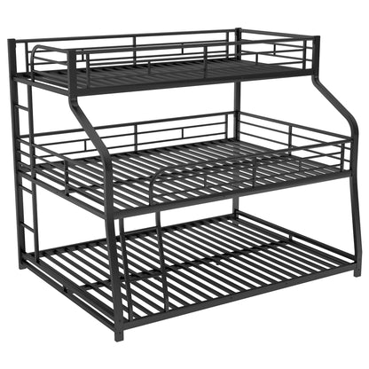 Metal Bunk Bed Triple Tier Black