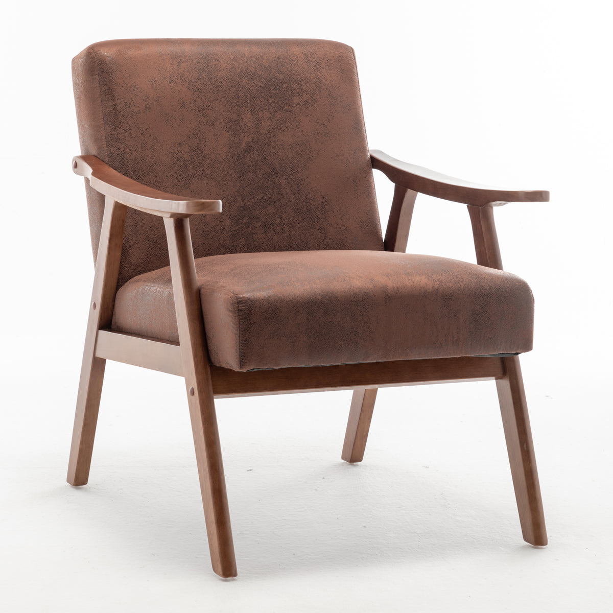 Medieval Wood Accent Chair with Thick Backrest