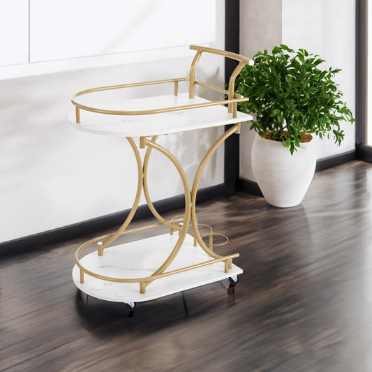 Double-Tier Industrial Bar Cart – Black Metal
