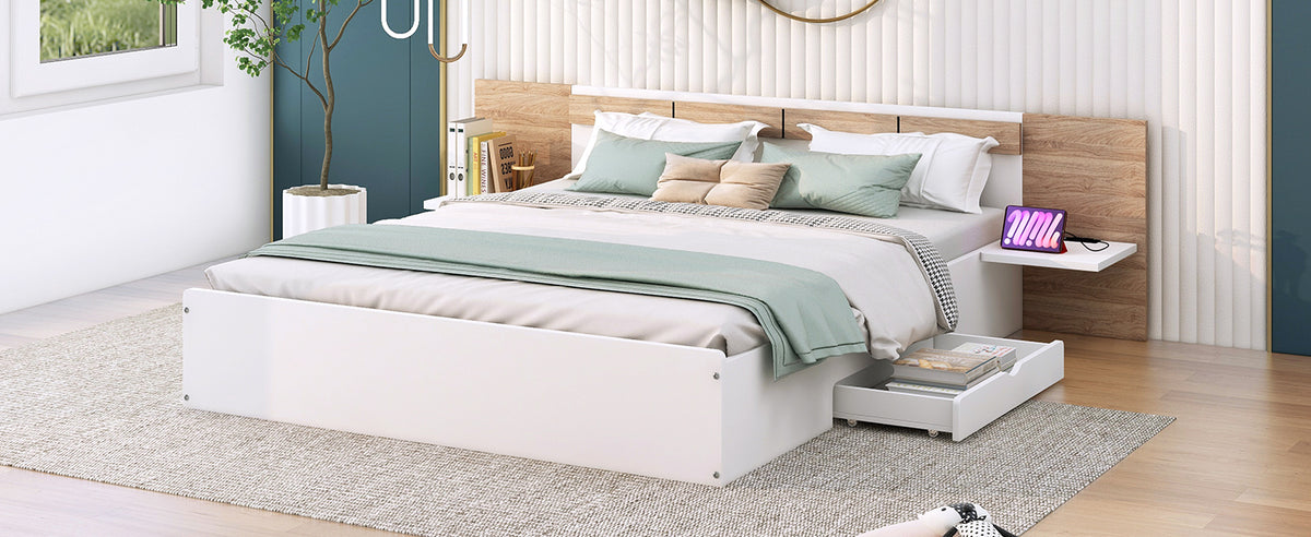 Queen Platform Bed White