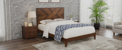 Mid-Century Platform Bed King Walnut