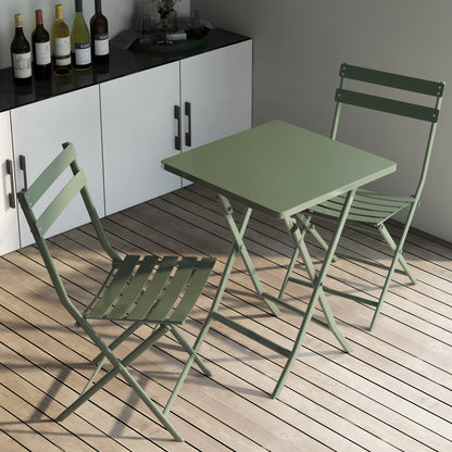 3-Piece Patio Bistro Set with Chairs Dark Green