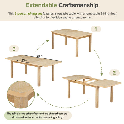 84” Expandable Dining Set – Natural Finish