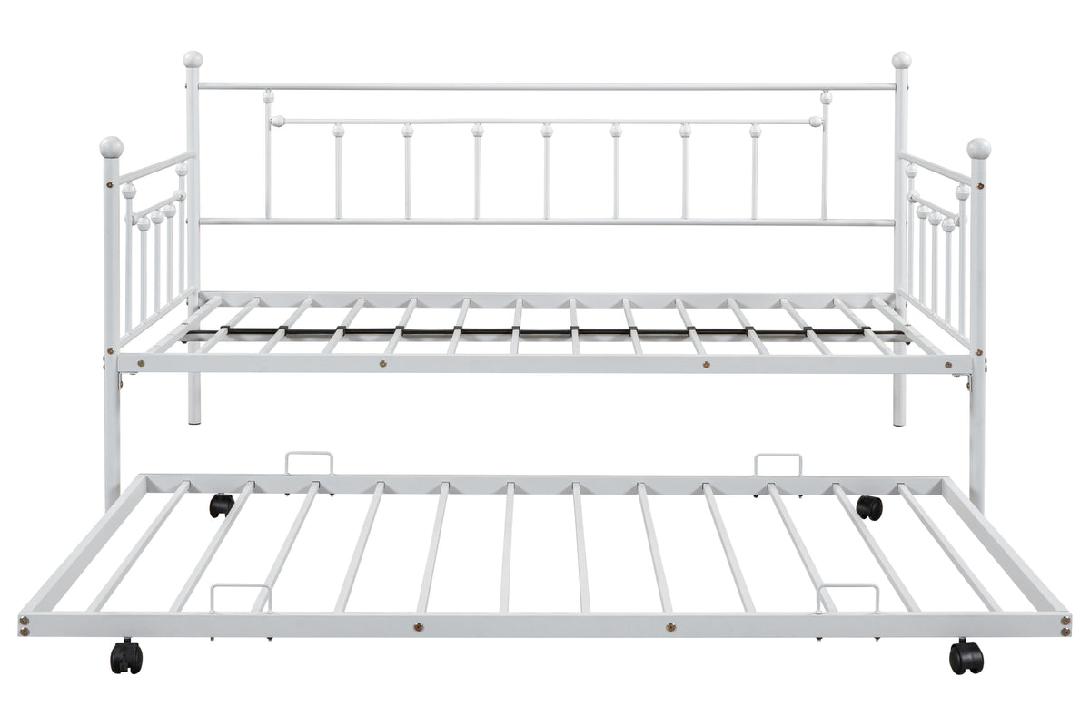Metal Double Platform Bed Light Gray