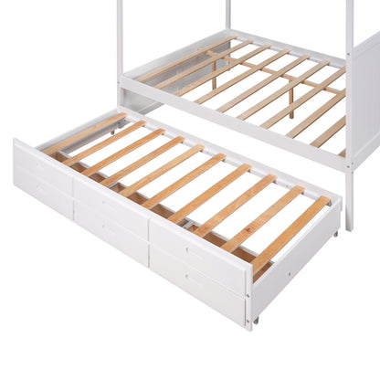 Queen Canopy Bed White