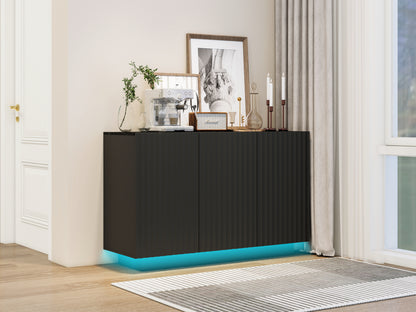Carved LED Sideboard Cabinet with Adjustable Shelf