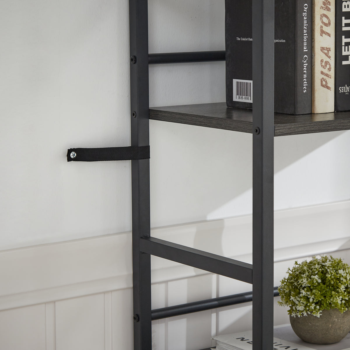 Industrial 5-Shelf Bookshelf Gray