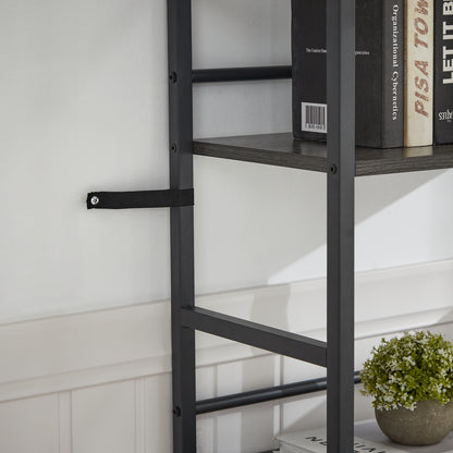Industrial 5-Shelf Bookshelf Gray