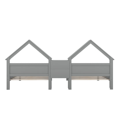 Double Twin Platform Bed Gray