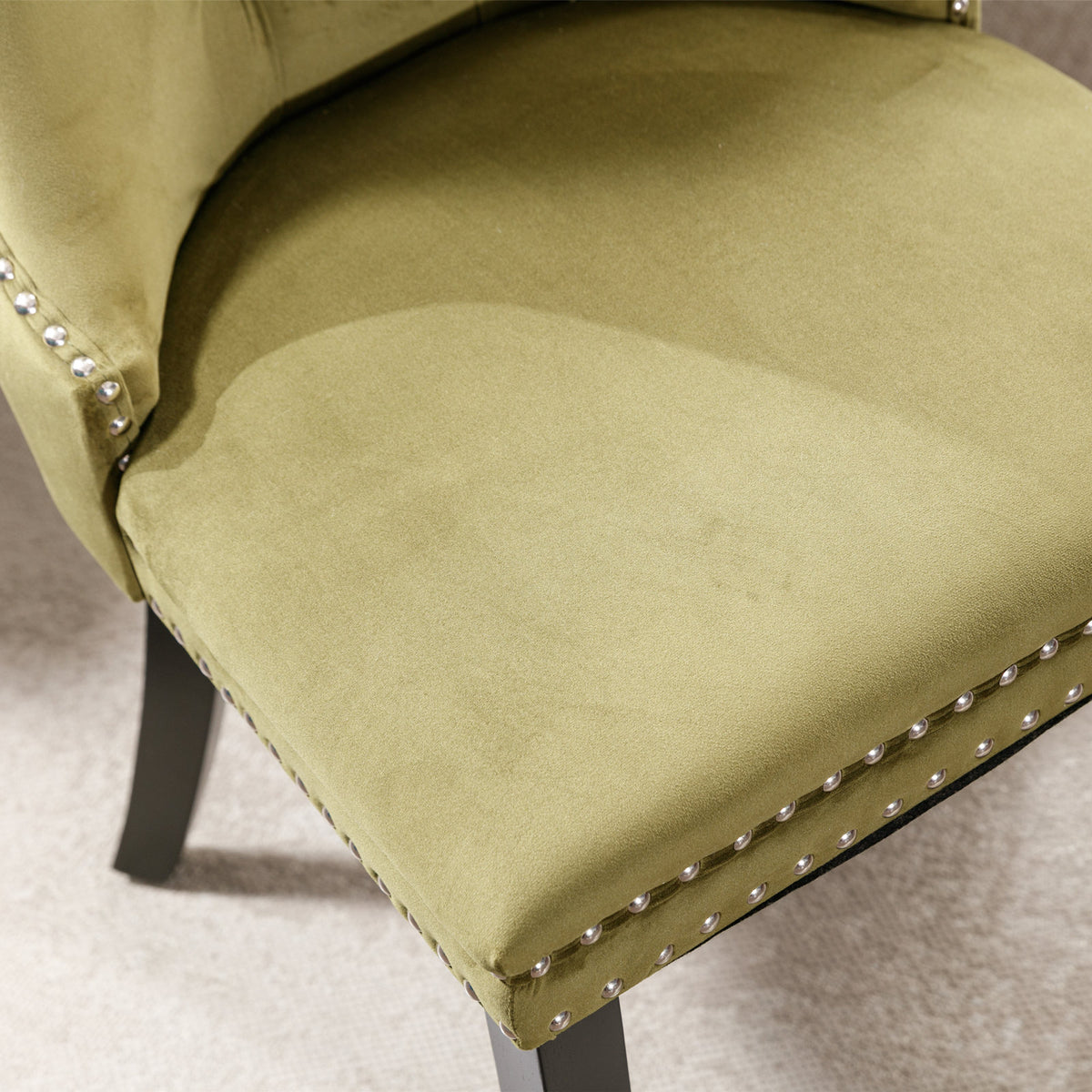 Tufted Olive Green Dining Chairs Set of 2