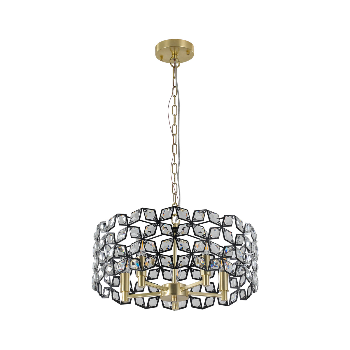 Sand Gold and Black Crystal Round Chandelier