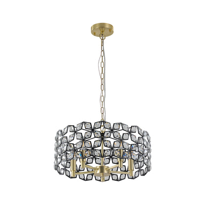 Sand Gold and Black Crystal Round Chandelier