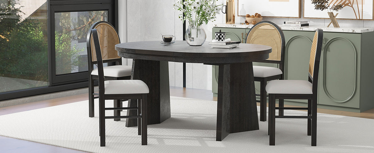 Retro Dining Set (5 pcs) – Espresso Finish