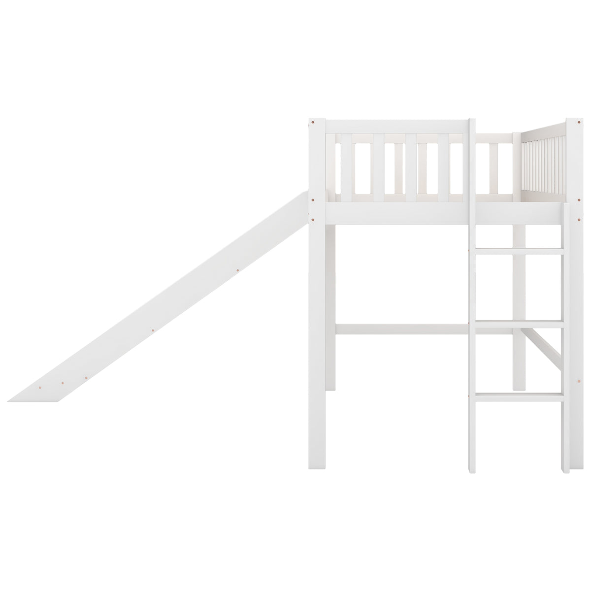 Twin Loft Bed with Ladder and Slide White