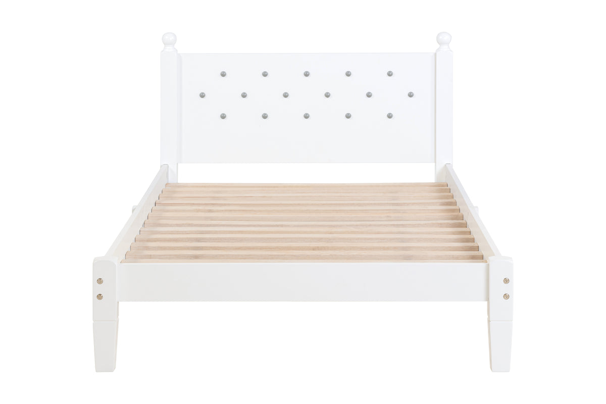 Twin Upholstered Bed with Button Headboard