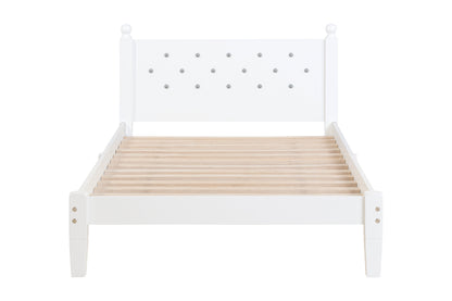 Twin Upholstered Bed with Button Headboard