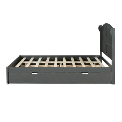 Queen Platform Bed with Trundle Antique Gray