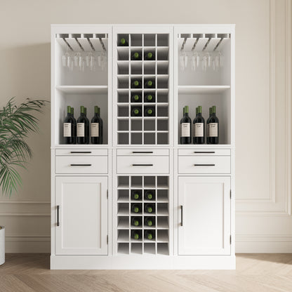 Walnut Modular Wine Bar Cabinet 28-Bottle Storage