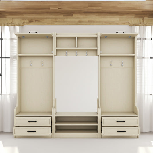 Hall Tree Cabinet Beige