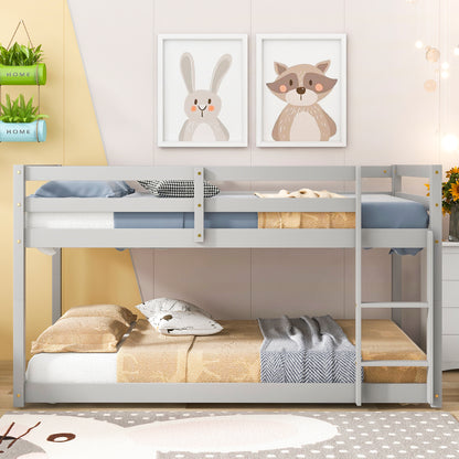Twin Floor Bunk Bed Gray