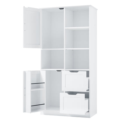 White Bathroom Storage Cabinet with Adjustable Doors