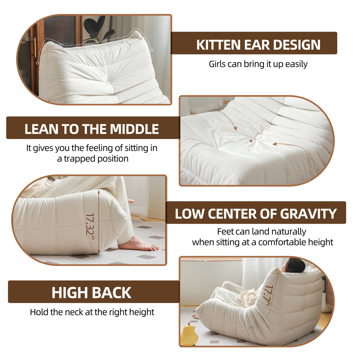 Bean Bag Sofa – Gray Linen