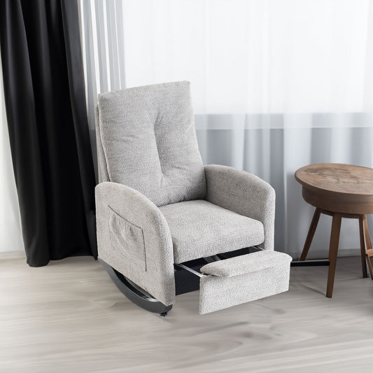 Accent Rocking Chair with Footrest Beige