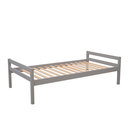 Twin Loft Bed with Storage Gray