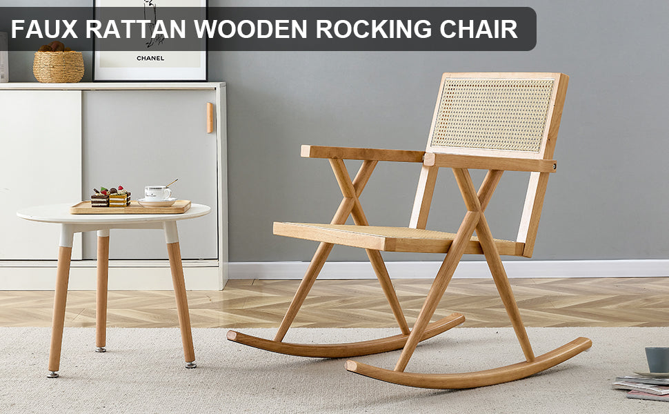 Outdoor Rattan Rocking Chair – Gray Wicker