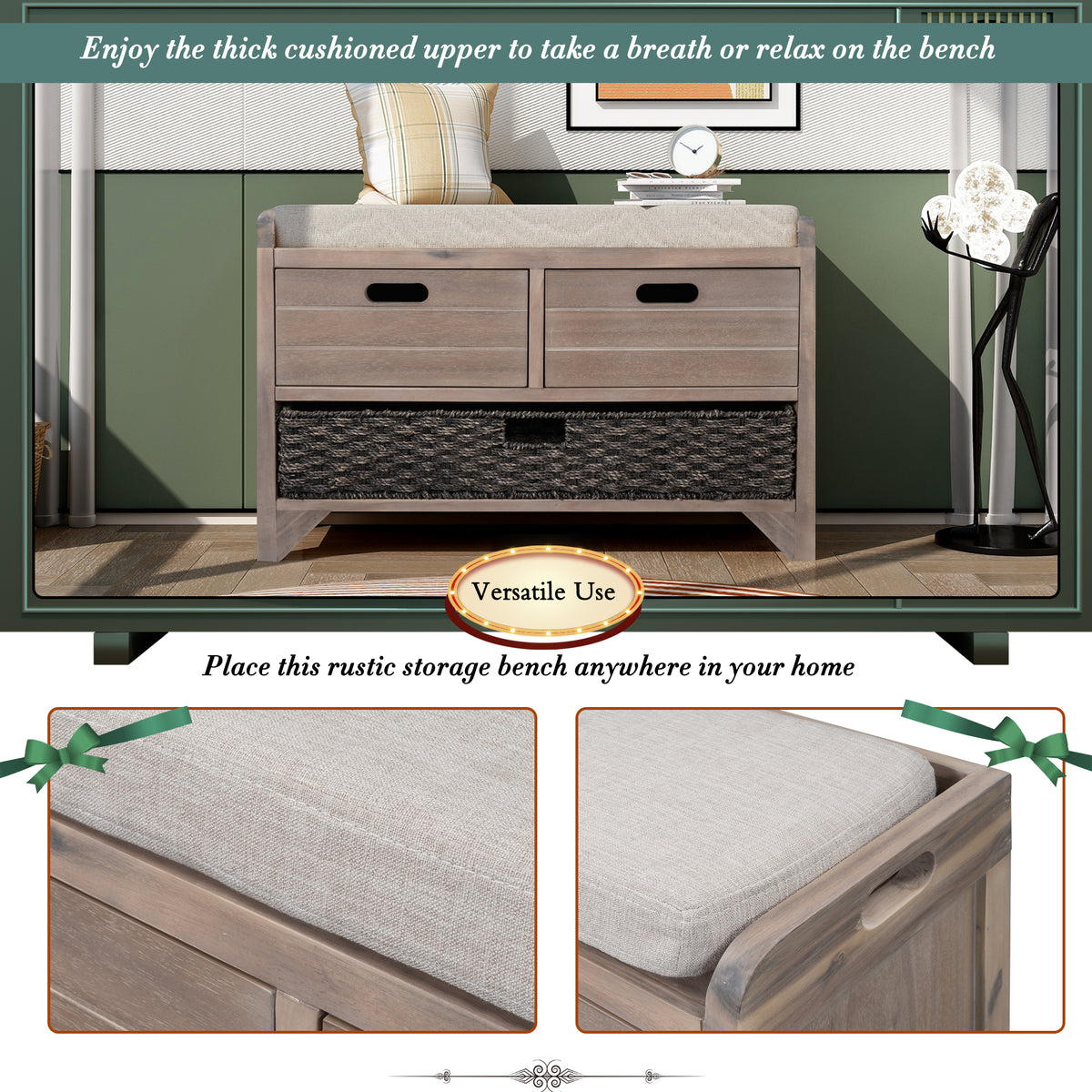 Storage Bench White Washed