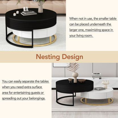 Lift-Top Coffee Tables with Drawers Black