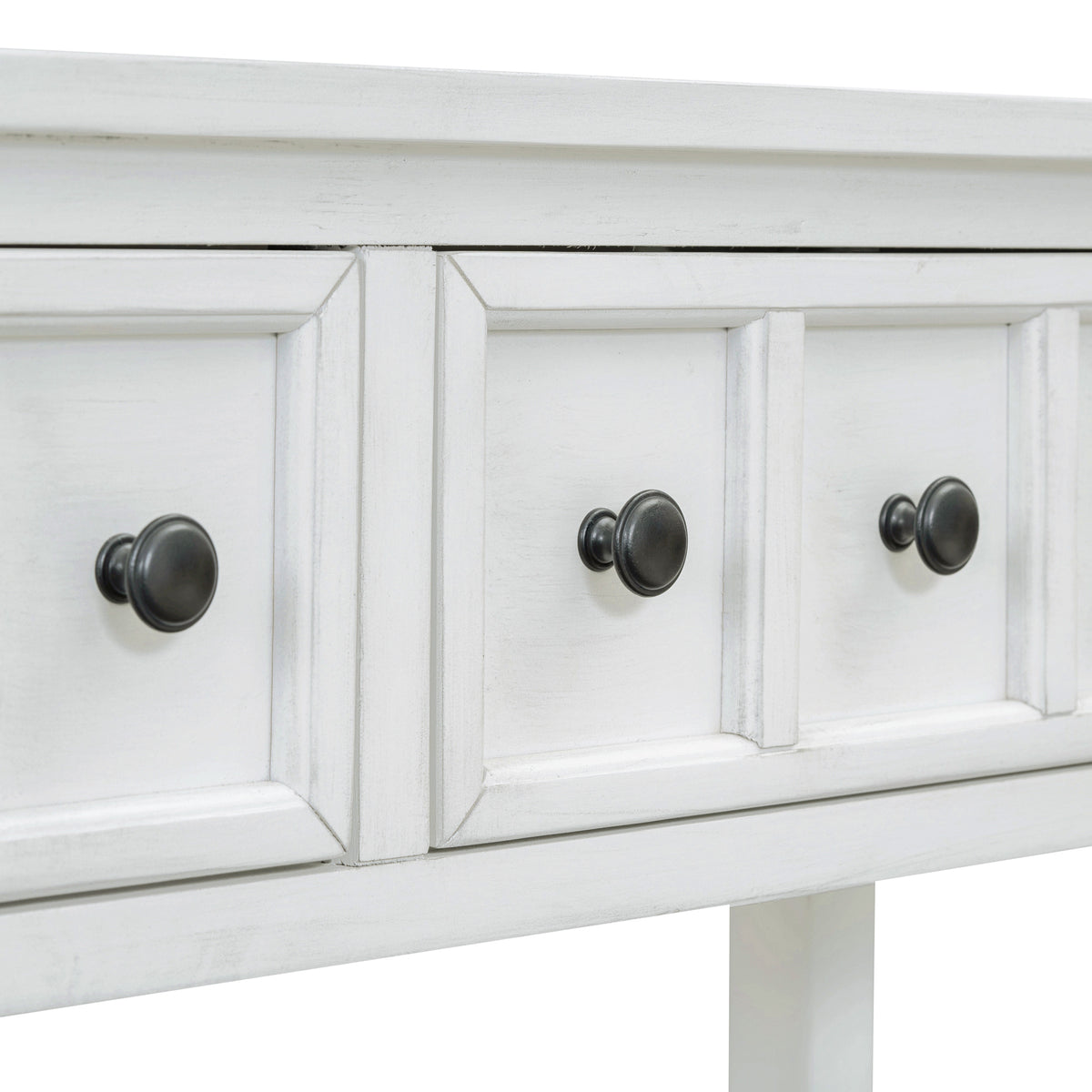 Rustic Entryway Console Table with Drawers Antique White