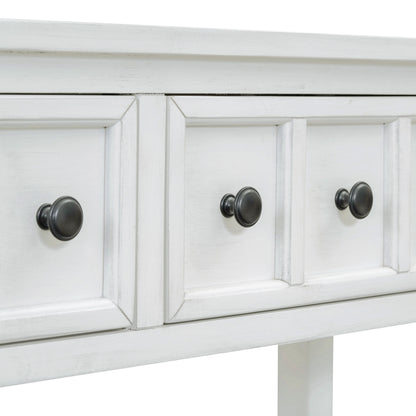 Rustic Entryway Console Table with Drawers Antique White