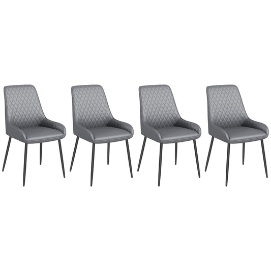 Blake Vegan Leather Modern Dining Chairs with Diamond Tufting-Set of 4-Grey