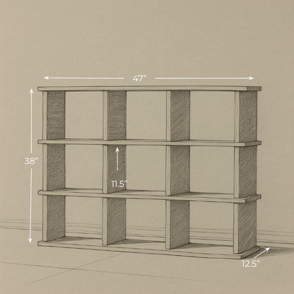 Nine cube bookshelf in white oak