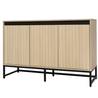 Engraved 3-Door Sideboard Cabinet with LED Lighting