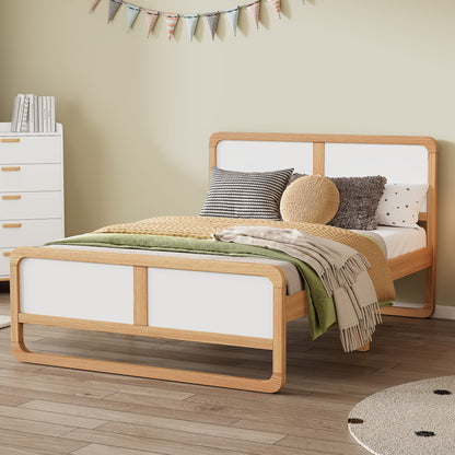 Queen Platform Bed Walnut White