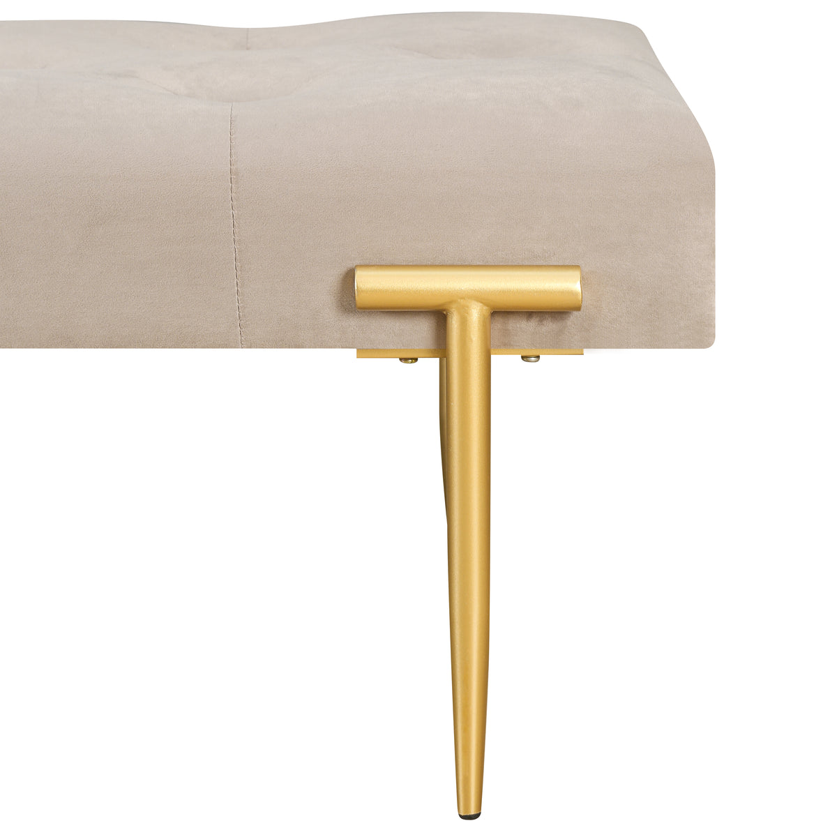 Modern Ottoman Bench with Gold Legs and Cushion