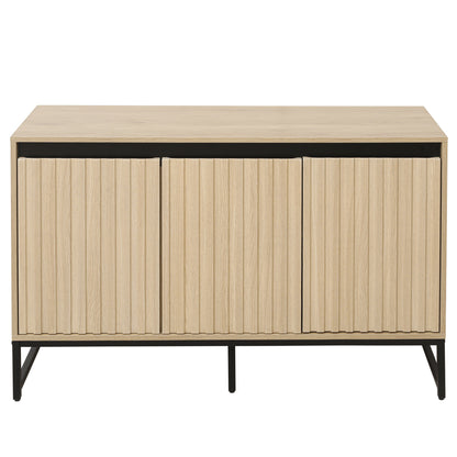 Engraved 3-Door Sideboard Cabinet with LED Lighting