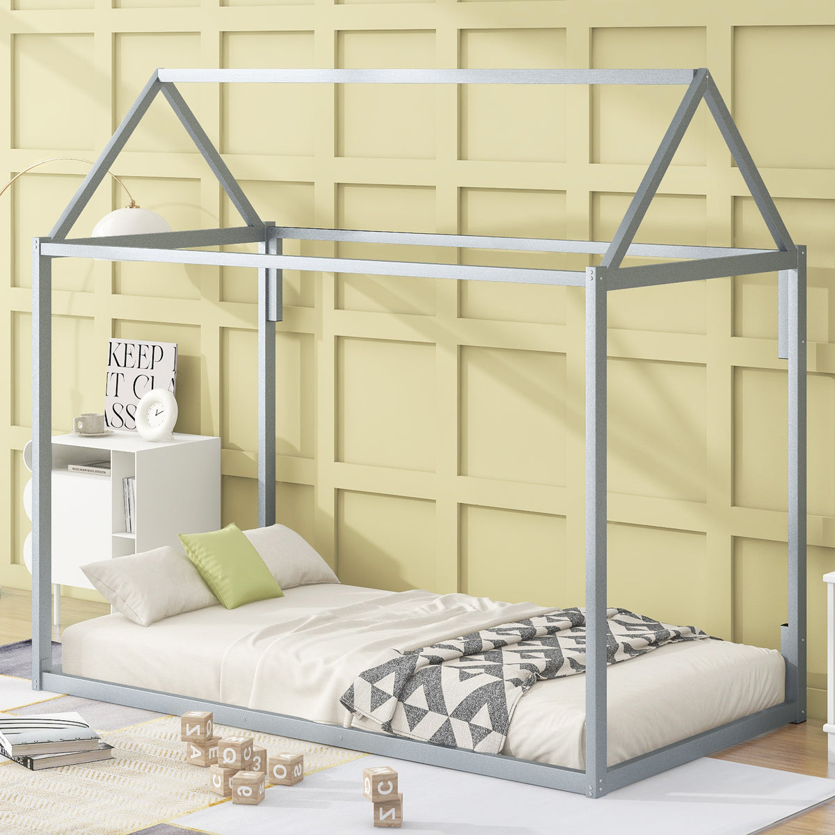 Metal House Twin Platform Bed – Black