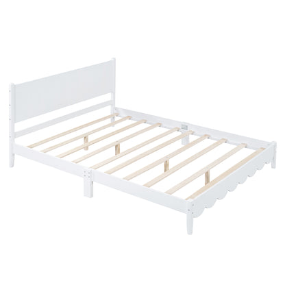 Queen Platform Bed with Rectangular Headboard White