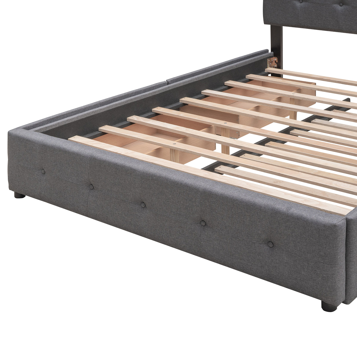 Upholstered Platform Bed Queen Dark Gray