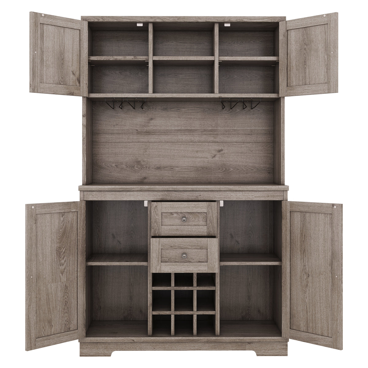 Farmhouse Coffee Bar Cabinet with Wine Storage
