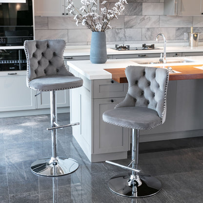 Modern Chrome Bar Stools Set of 2 Gray