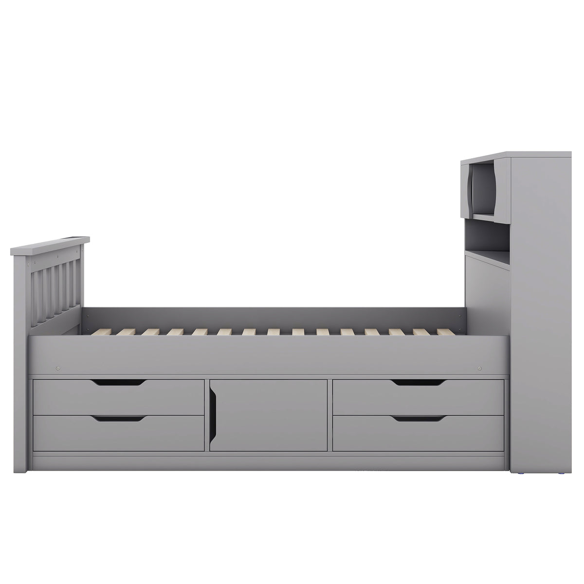 Twin Captain Platform Bed Gray