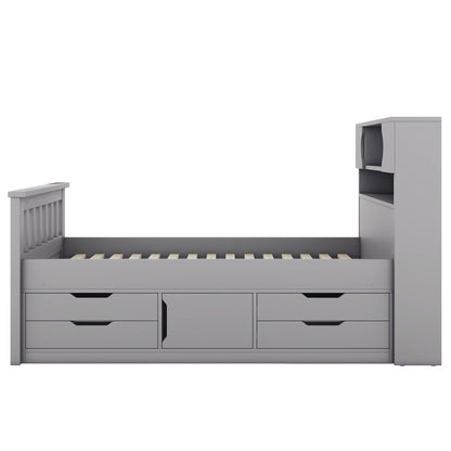 Twin Captain Platform Bed Gray