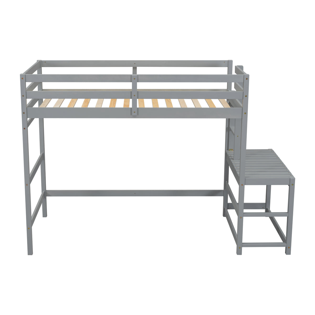 Twin High Loft Bed with Ladder Gray