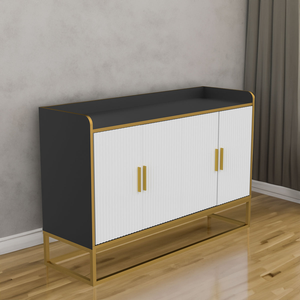 Modern Buffet Cabinet Black Gloss